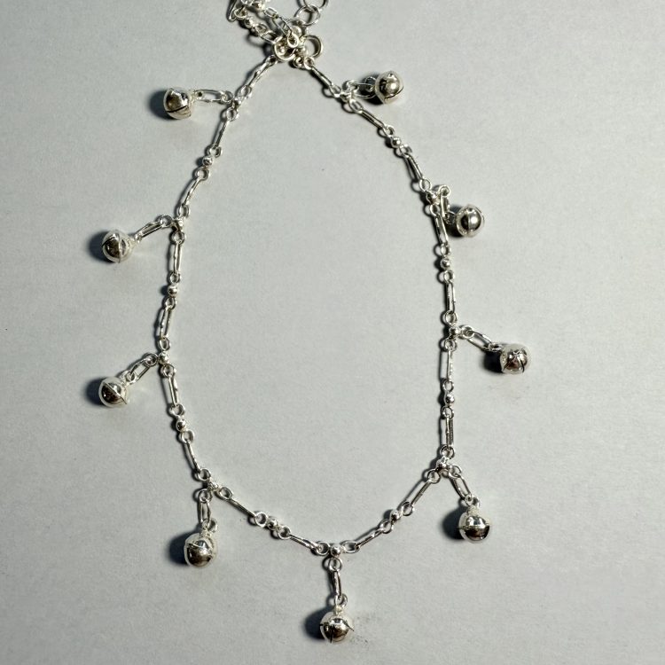 sterling silver bell ball anklet