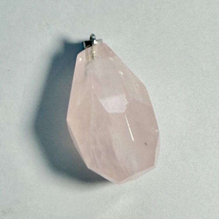 sterling silver and faceted rose quartz drop pendant