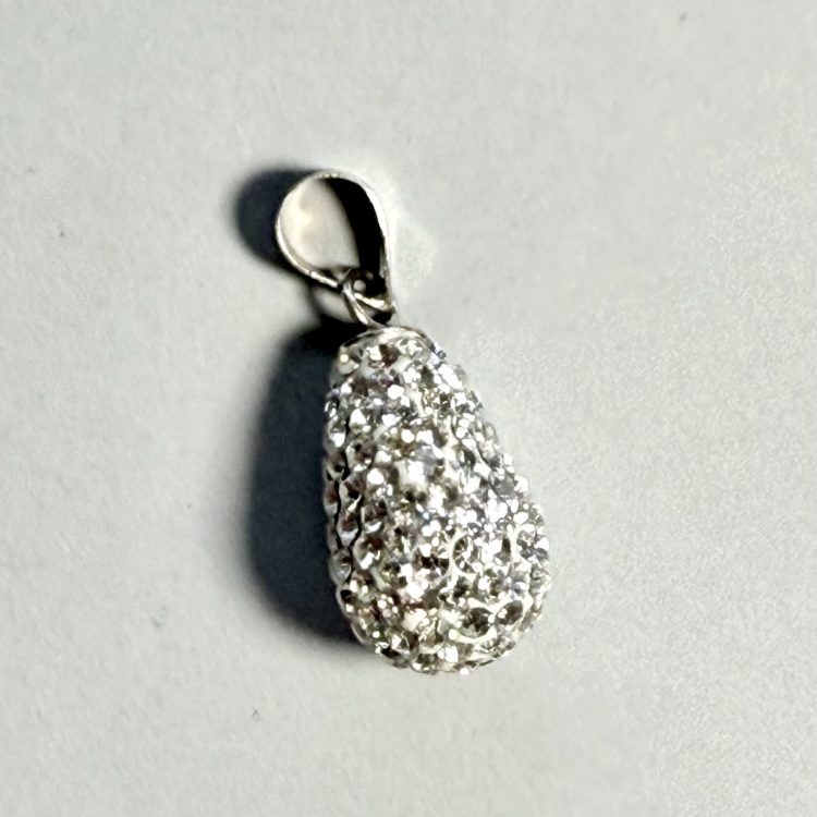 sterling silver and white crystal drop pendant