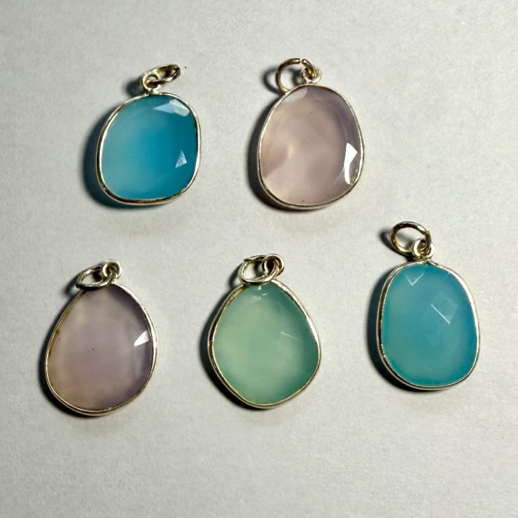 sterling silver and various gemstone pendant (various shapes/colors)