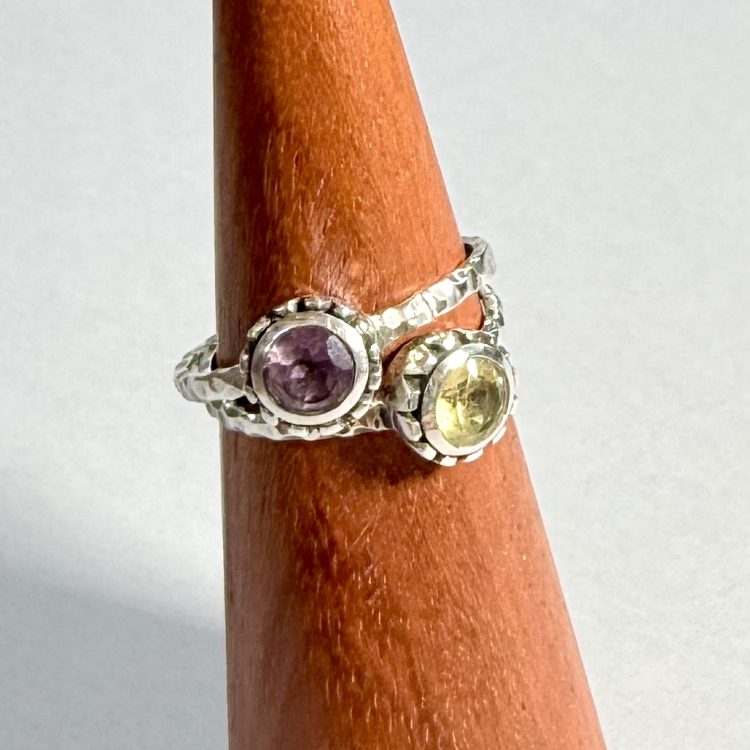 sterling silver and various gemstone stack ring