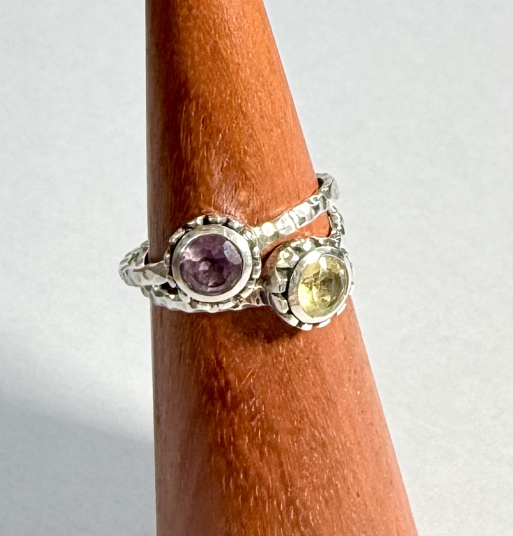 sterling silver and various gemstone stack ring