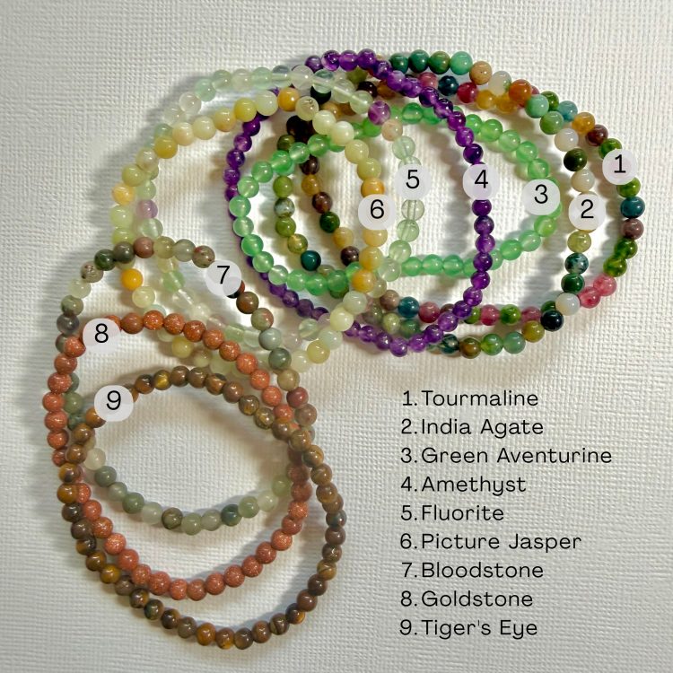 various gemstone stretchy beaded fashion bracelet