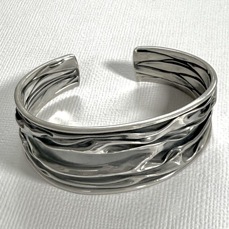 modern sterling silver design cuff bangle