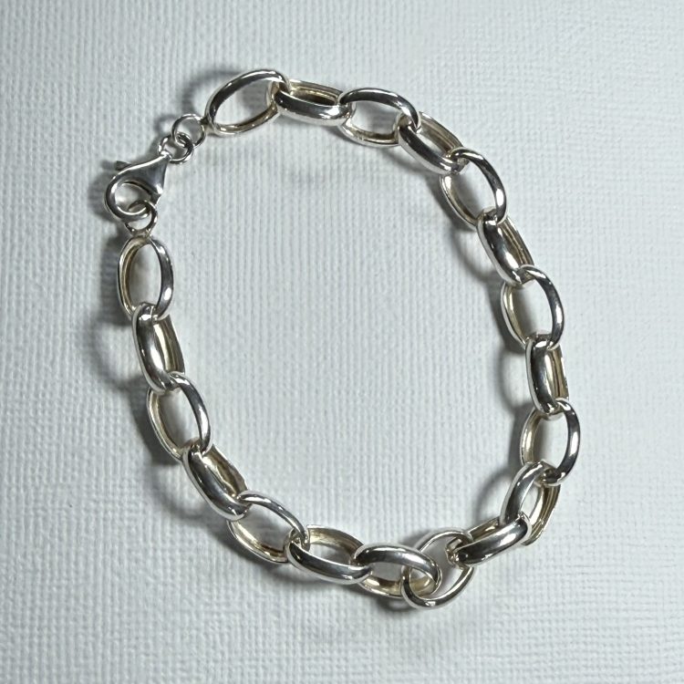 sterling silver oval link bracelet - 20.5cm