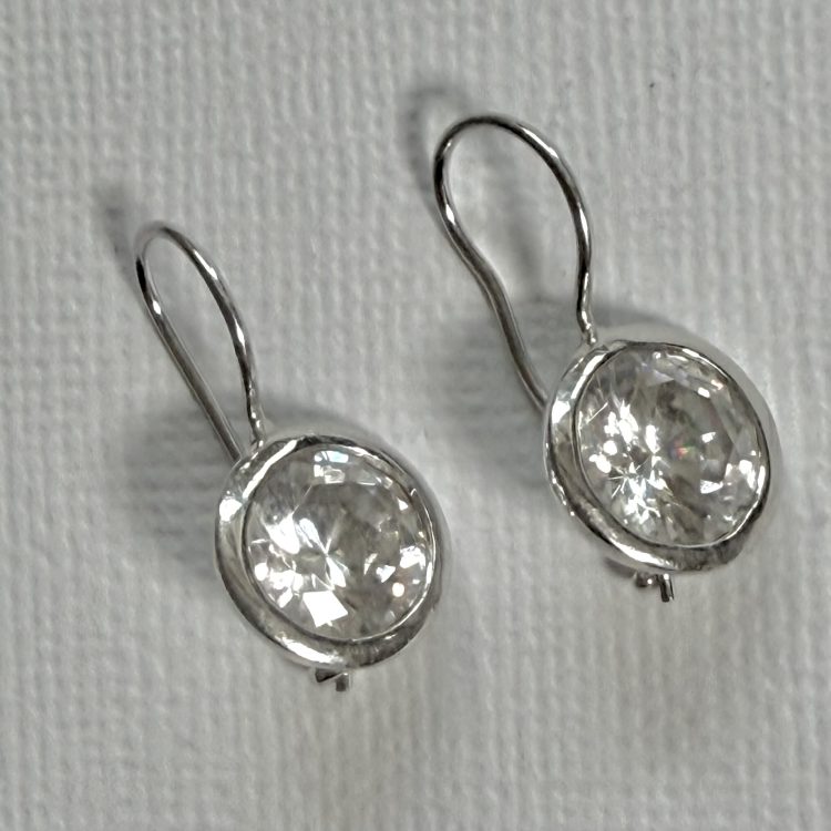 sterling silver and royal cut cubic zirconia drop earrings