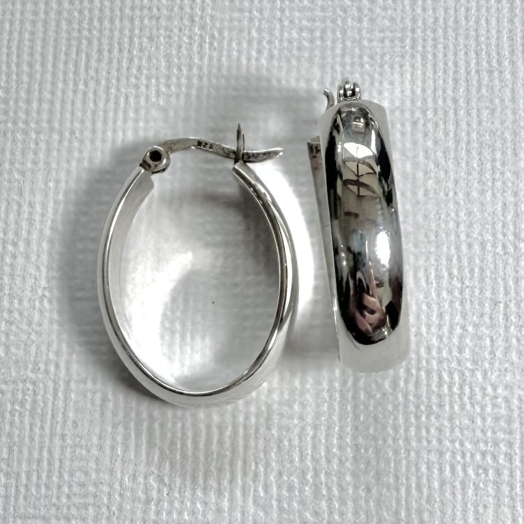 sterling silver medium oval hoop earrings