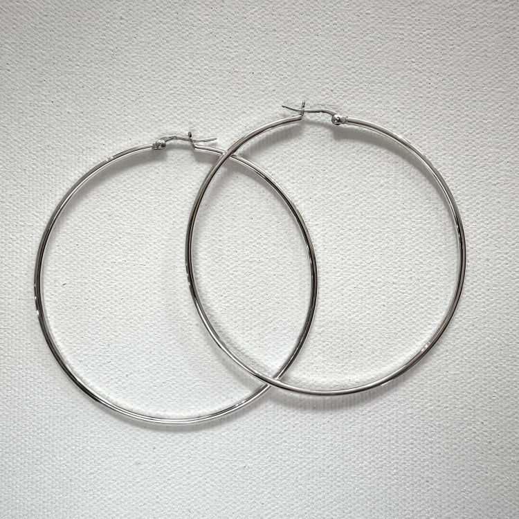 large sterling silver thin hoop earrings
