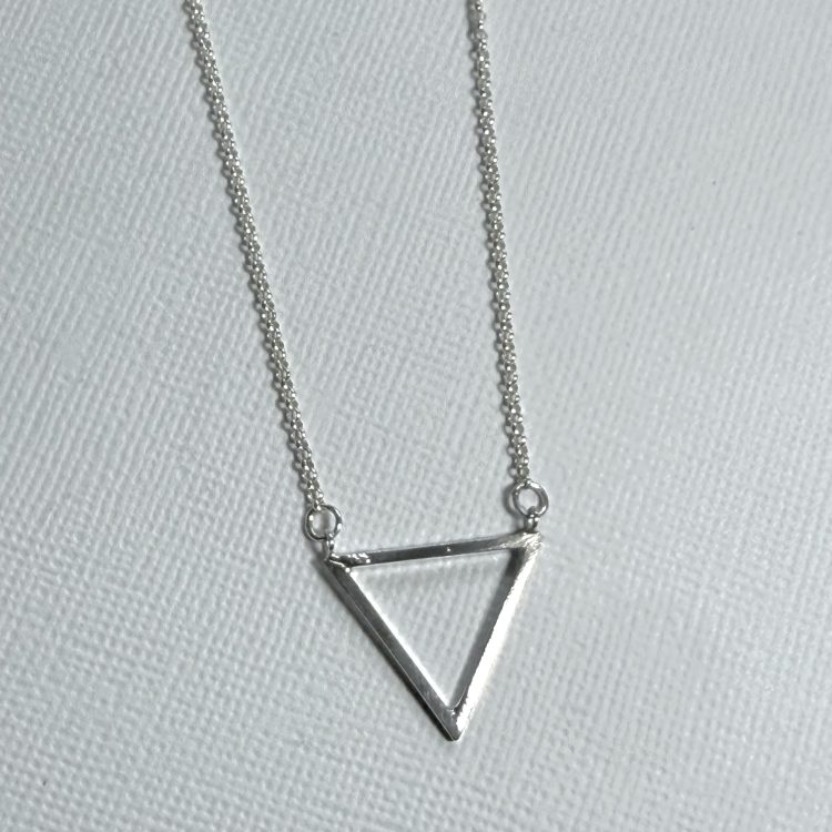 sterling silver dainty triangle necklace