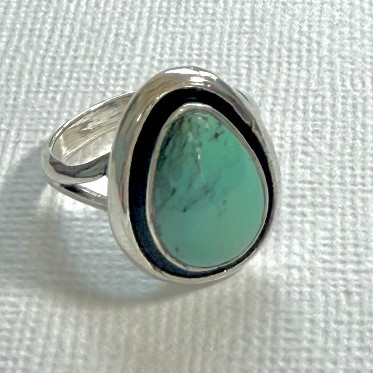 teardrop sterling silver and turquoise ring
