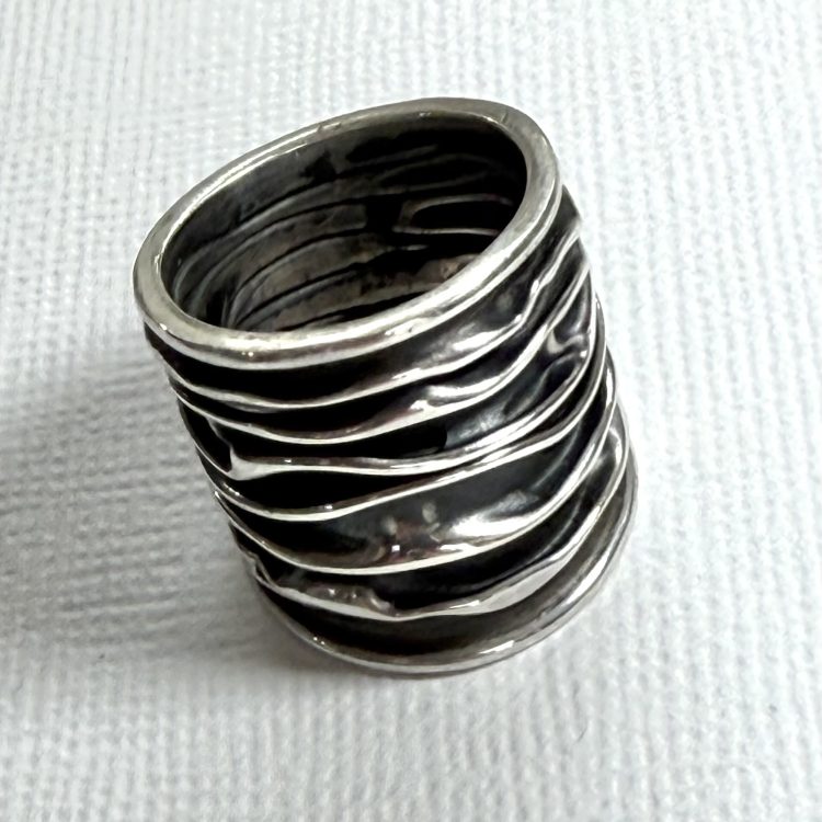 sterling silver wide band ripples ring