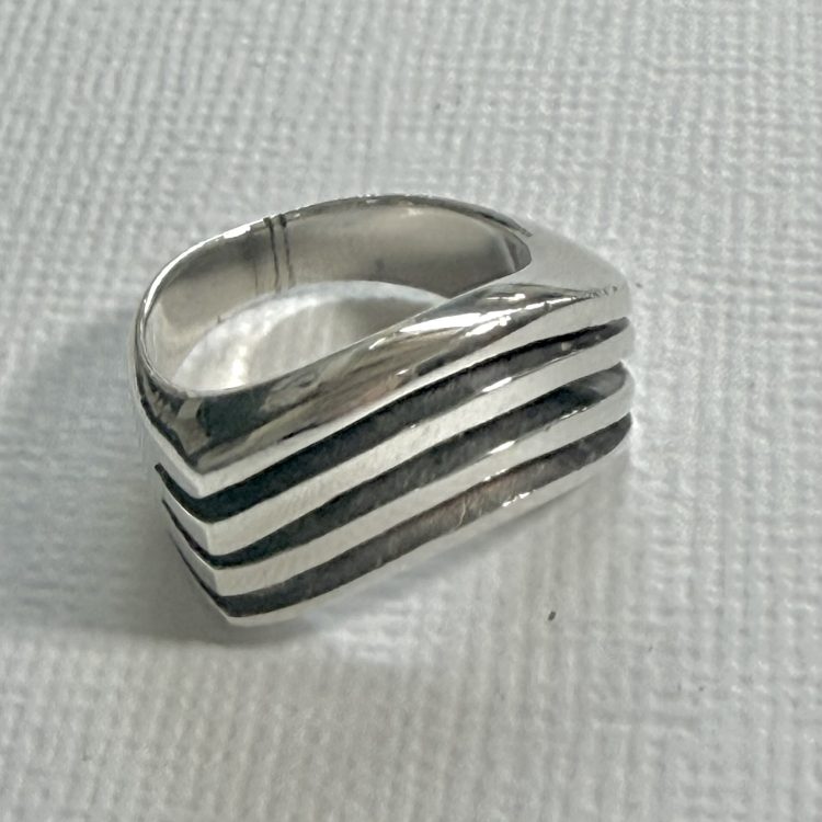 sterling silver solid multi band wave ring
