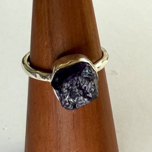 sterling silver raw amethyst ring