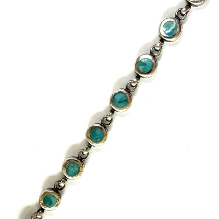 sterling silver and circle turquoise bracelet
