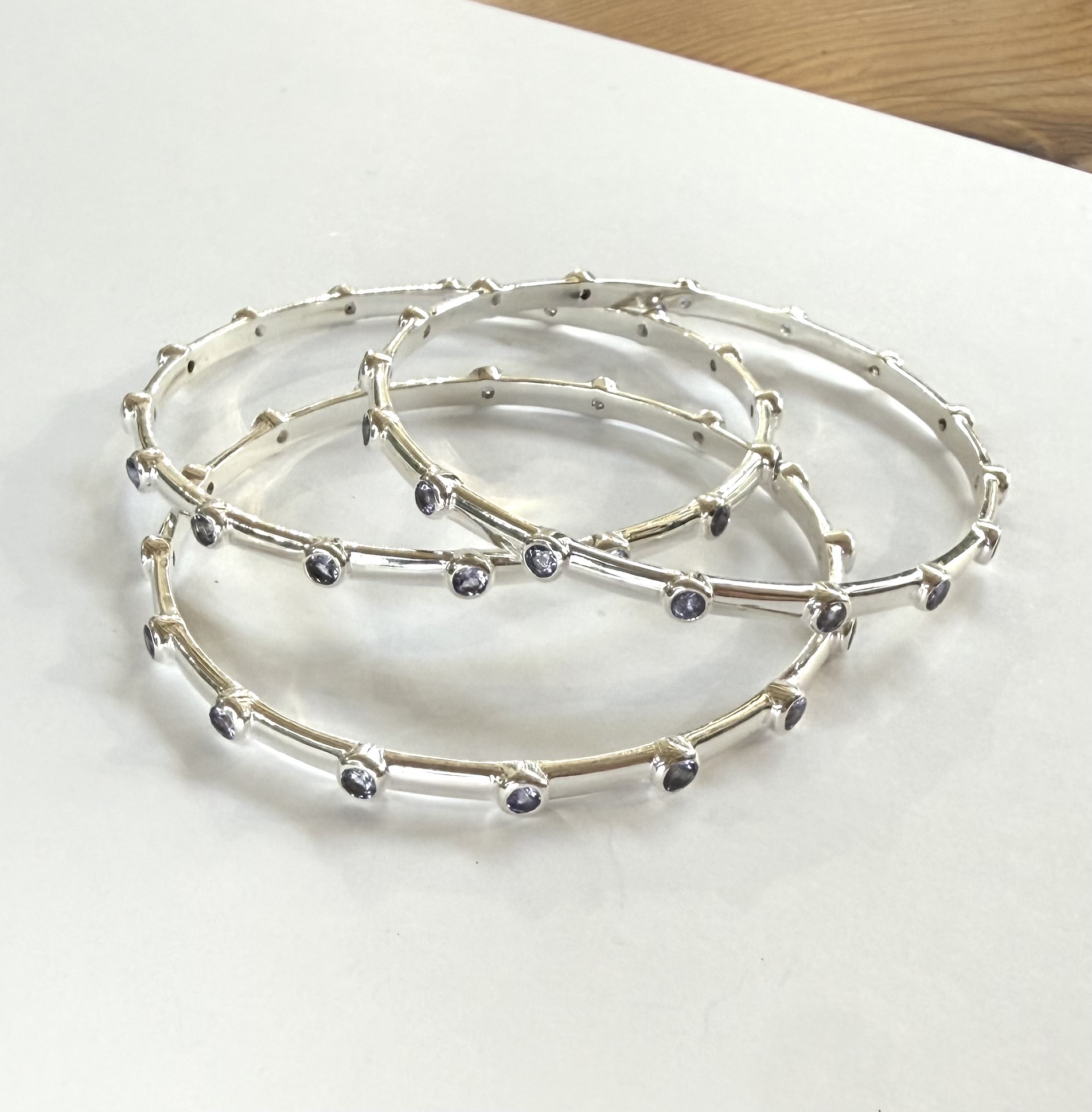 sterling silver and tanzanite bangle - each sold separately