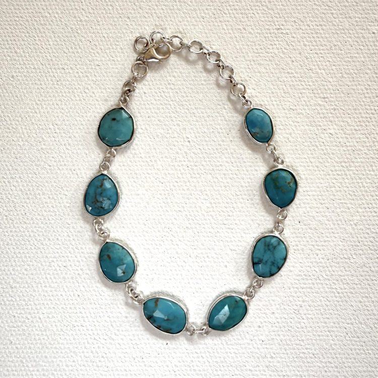 sterling silver and oval turquoise bracelet