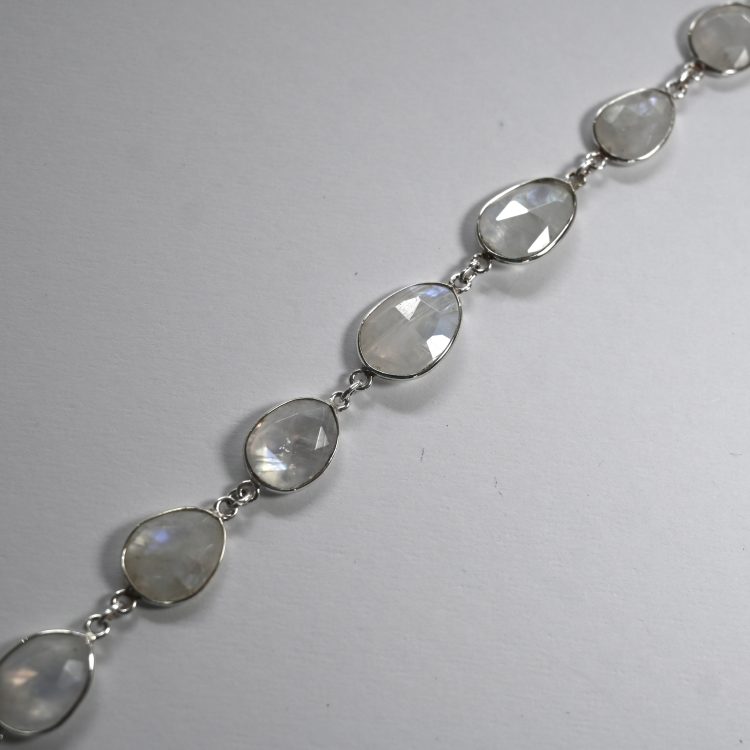 sterling silver faceted moonstone bracelet