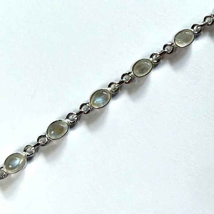 sterling silver cabochon oval moonstone bracelet