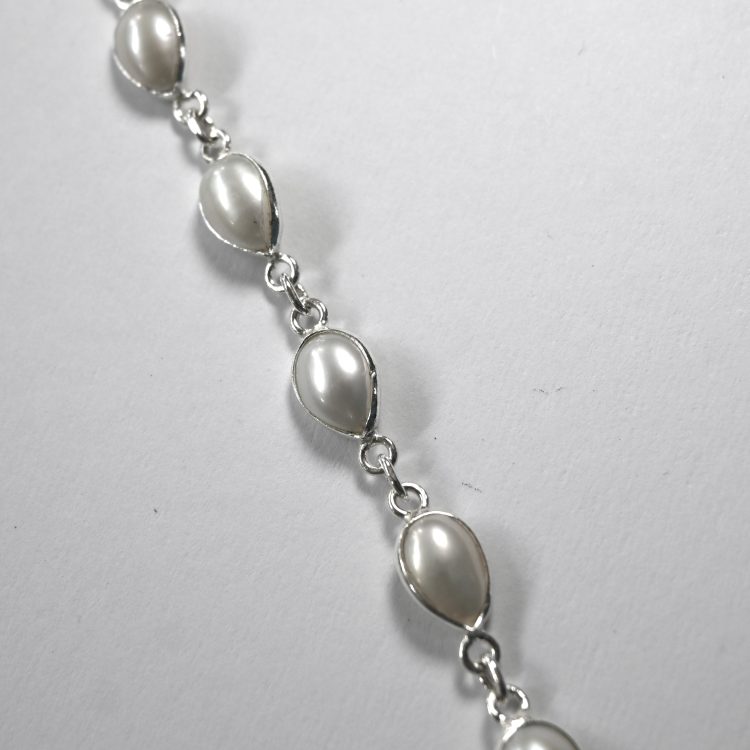 sterling silver and teardrop white pearl bracelet