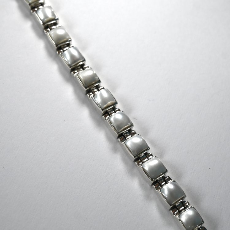 sterling silver squared white pearl bracelet
