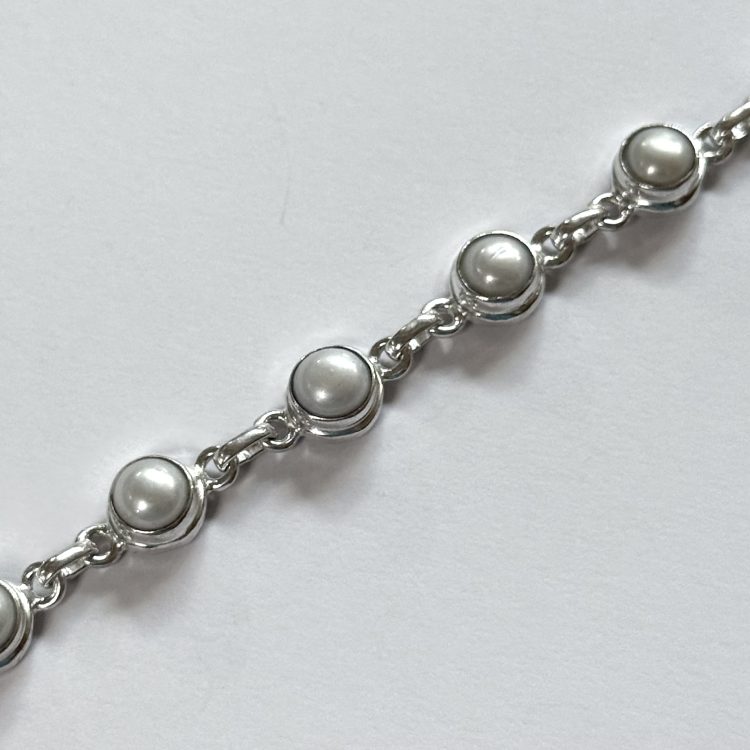 sterling silver and white pearl bracelet