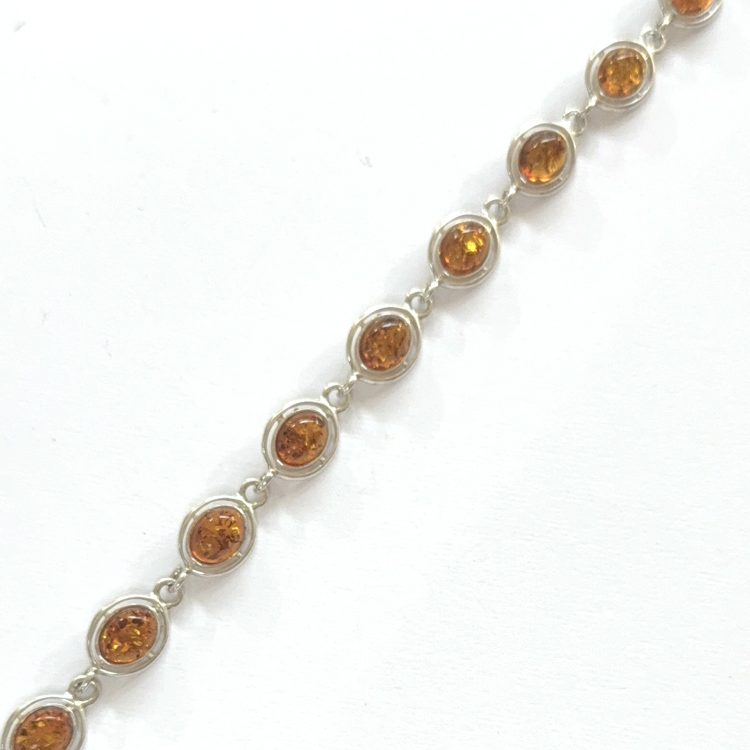 sterling silver and oval amber bracelet