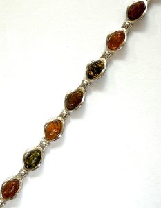 sterling silver tri-colour amber bracelet