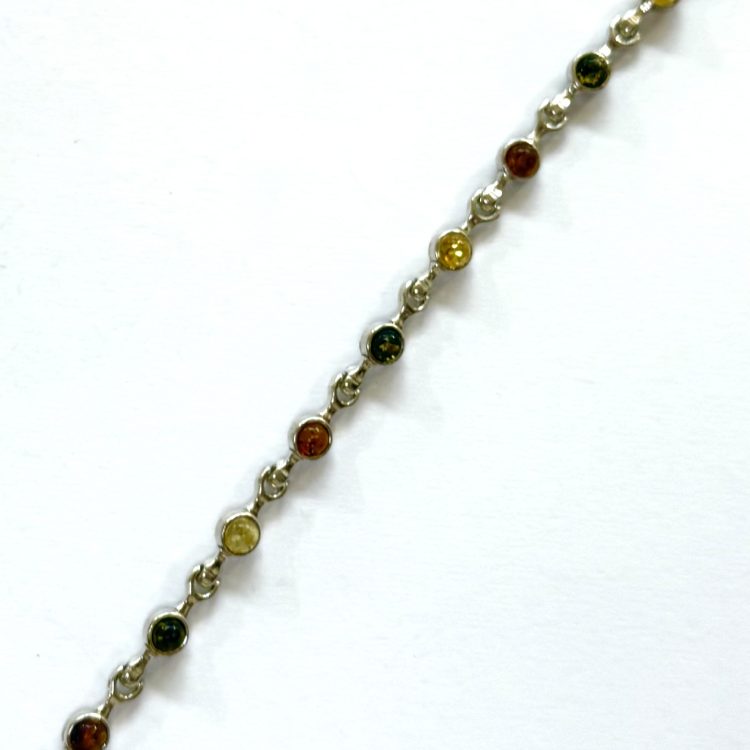 dainty sterling silver tri-colour amber bracelet