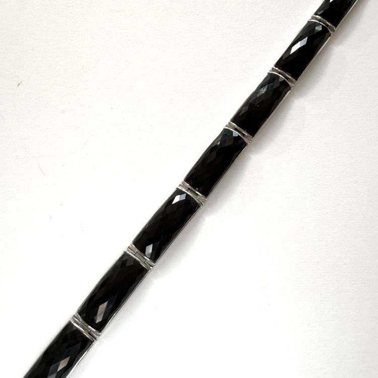 sterling silver rectangular faceted black onyx bracelet