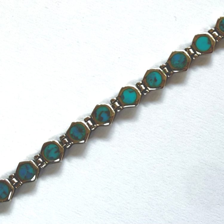 sterling silver and hexagon turquoise bracelet