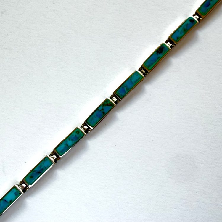 sterling silver and rectangle turquoise bracelet