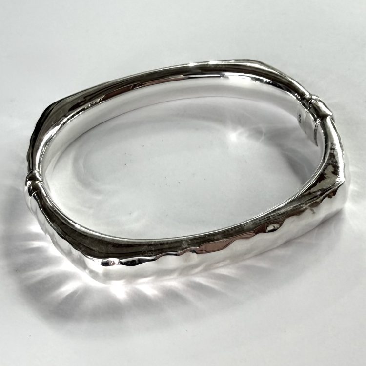 sterling silver squared hammered magnetic bangle