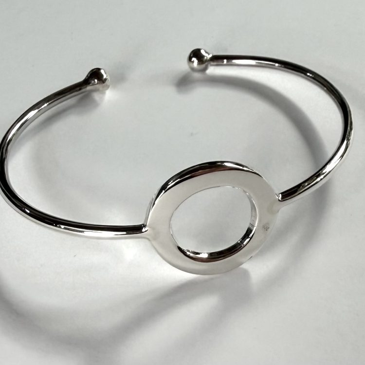 sterling silver circle cuff bangle