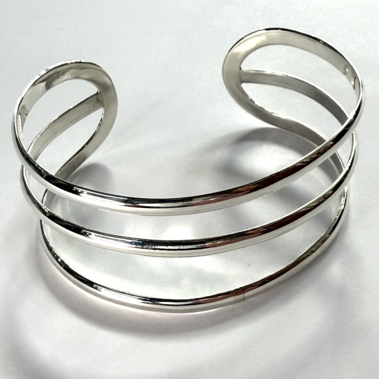 sterling silver 3 band cuff bangle