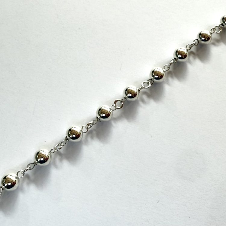 sterling silver large ball and chain bracelet
