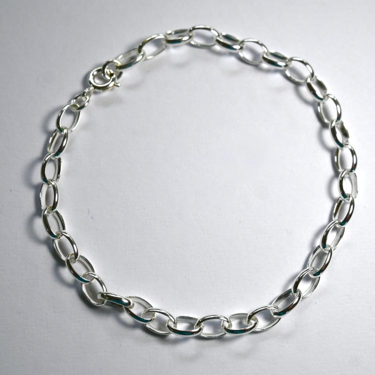 sterling silver oval link charm bracelet - 20cm