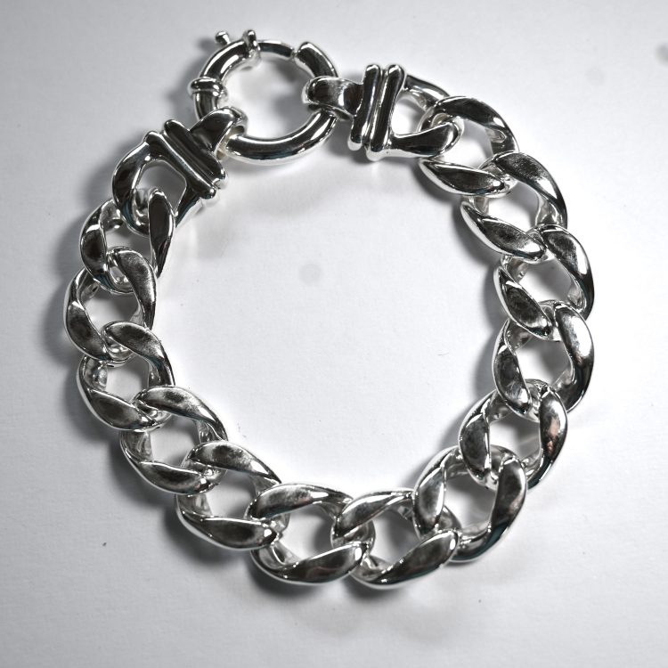 sterling silver electroformed link bracelet - 20/22cm