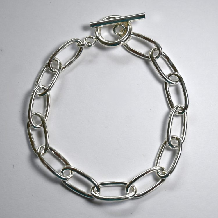 sterling silver solid oval link bracelet - 20cm