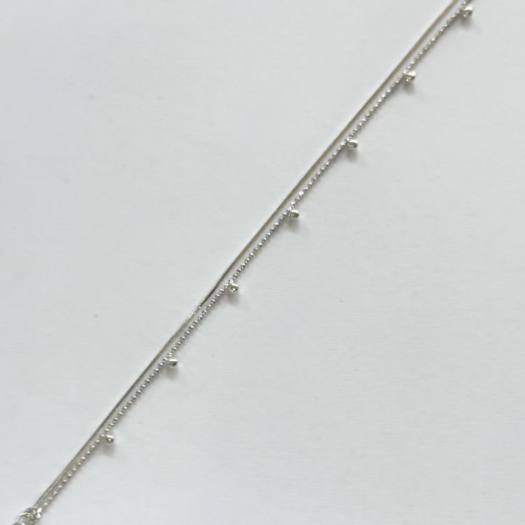 sterling silver dainty double chain bracelet