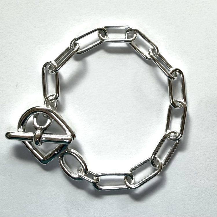 sterling silver oval link toggle bracelet