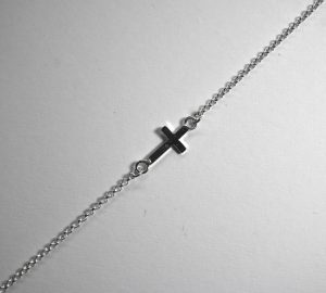 sterling silver dainty cross and chain bracelet