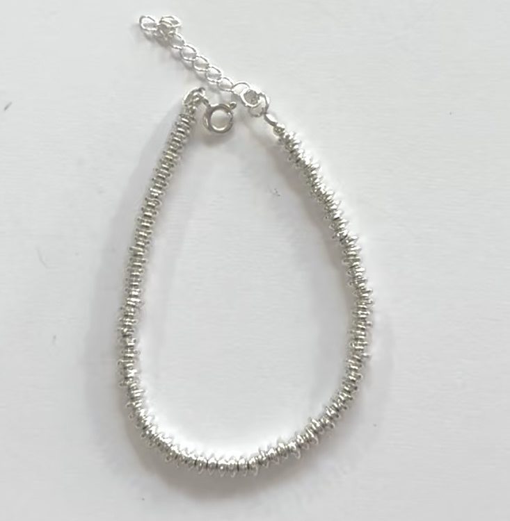 sterling silver rondelle beaded bracelet - solid weight