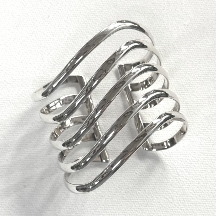 sterling silver 5 band solid wavy cuff bangle