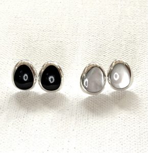 sterling silver and various gemstone drop shape stud earrings