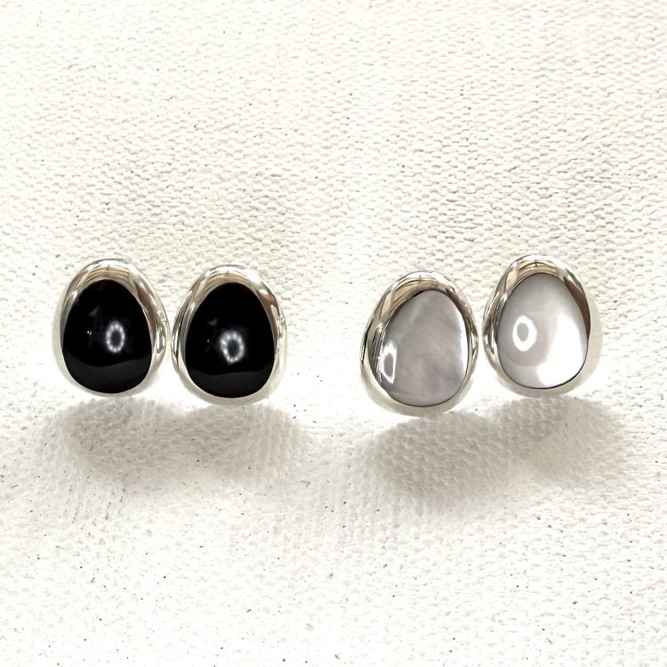 sterling silver and various gemstone drop shape stud earrings