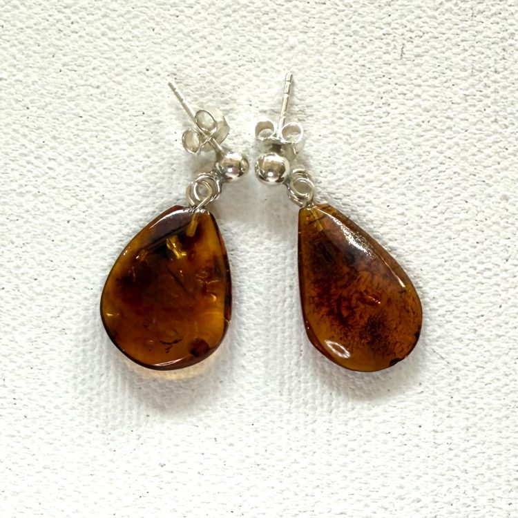 teardrop dark amber stud drop earrings