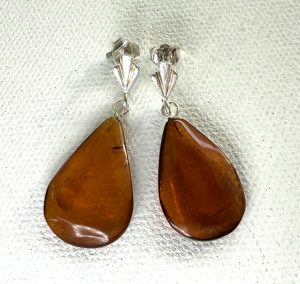 teardrop honey amber drop stud earrings