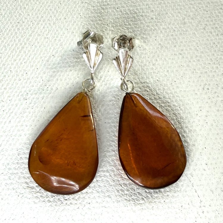 teardrop honey amber drop stud earrings