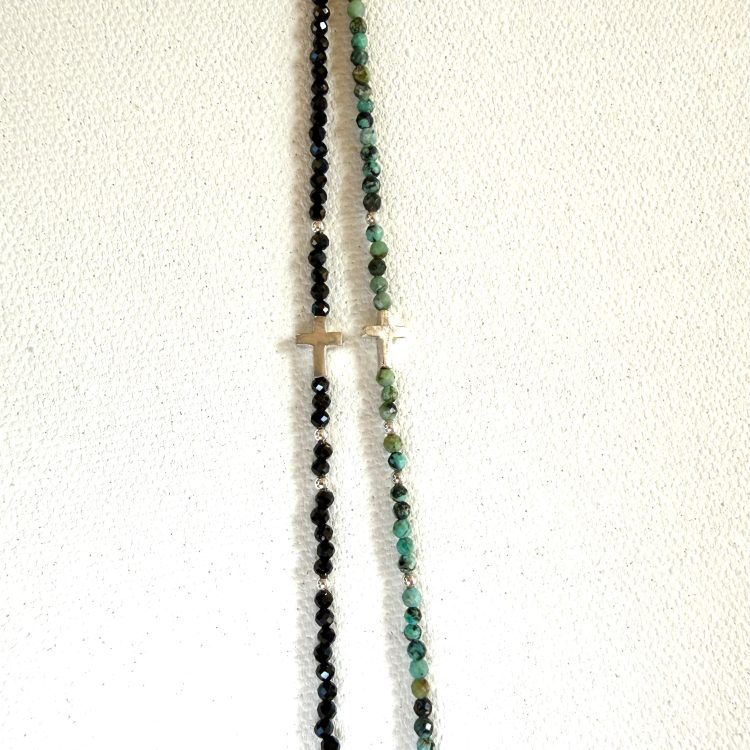 various gemstone and sterling silver cross fashion bracelet