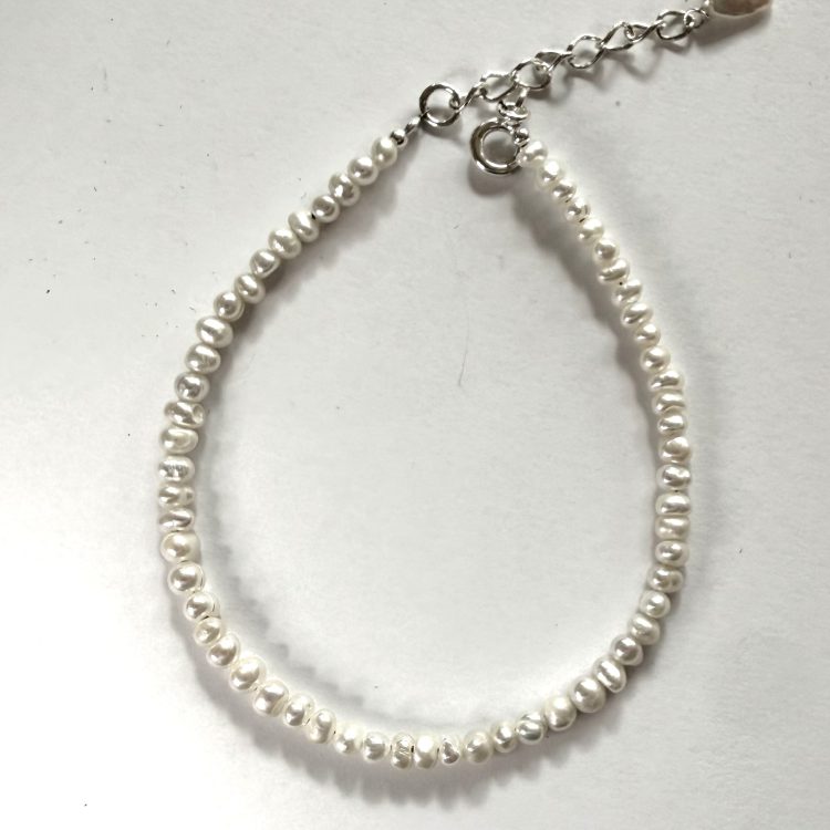 dainty white pearl and sterling silver fashion bracelet